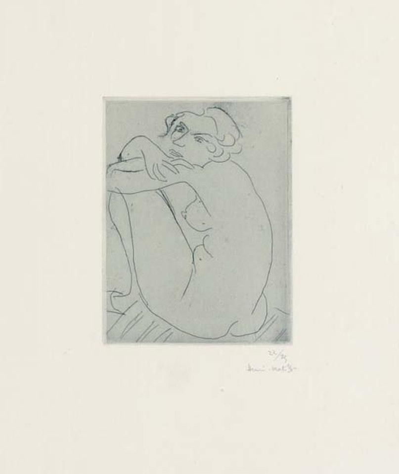 Accroupi sur Banquette Rayée  (D.-M. 209) by Henri Matisse