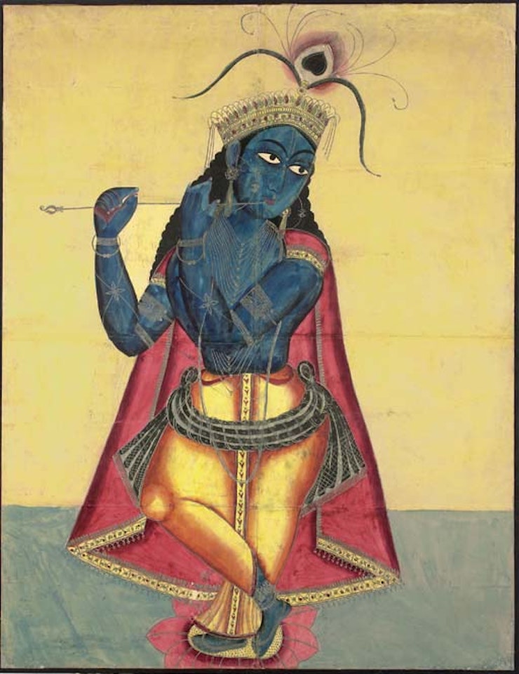Kalighat painting of Krishna by Calcutta School