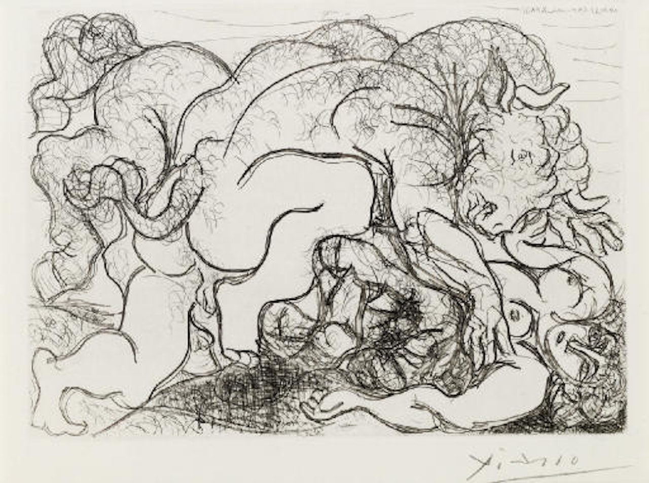 Minotaure attaquant une Amazone, plate 87 from La Suite Vollard (B. 195 Ba. 356 IIIBd) by Pablo Picasso