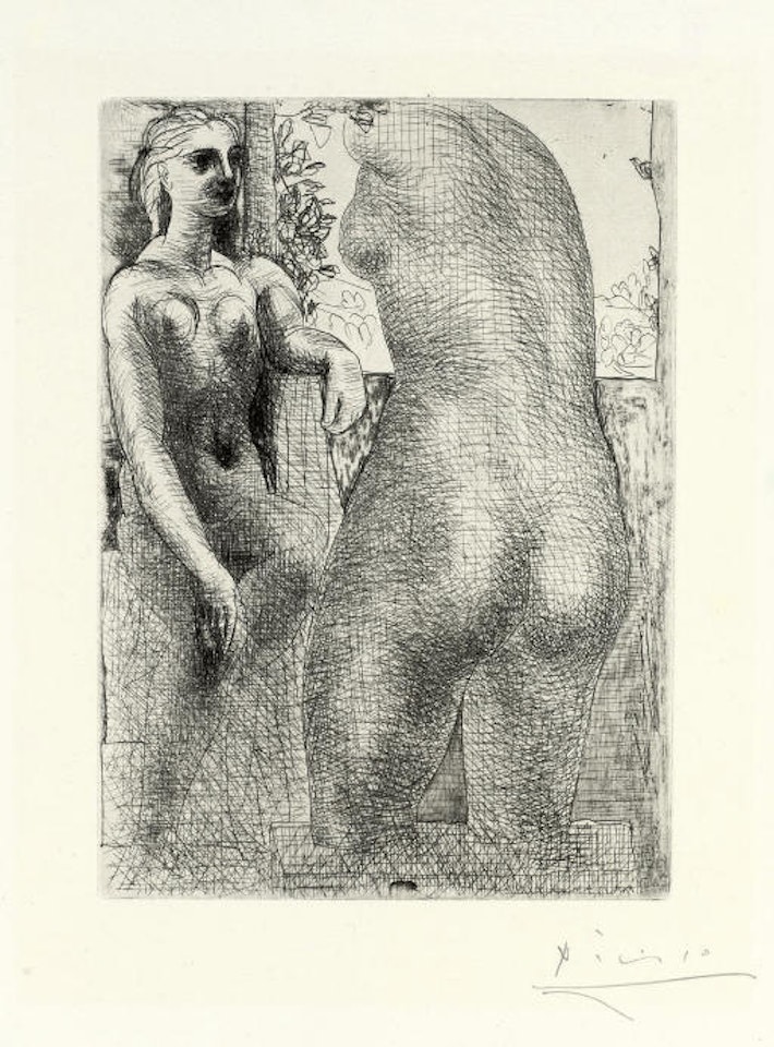 Modèle et Grande Sculpture de Dos, from La Suite Vollard (B. 186 Ba. 345 IVBd) by Pablo Picasso