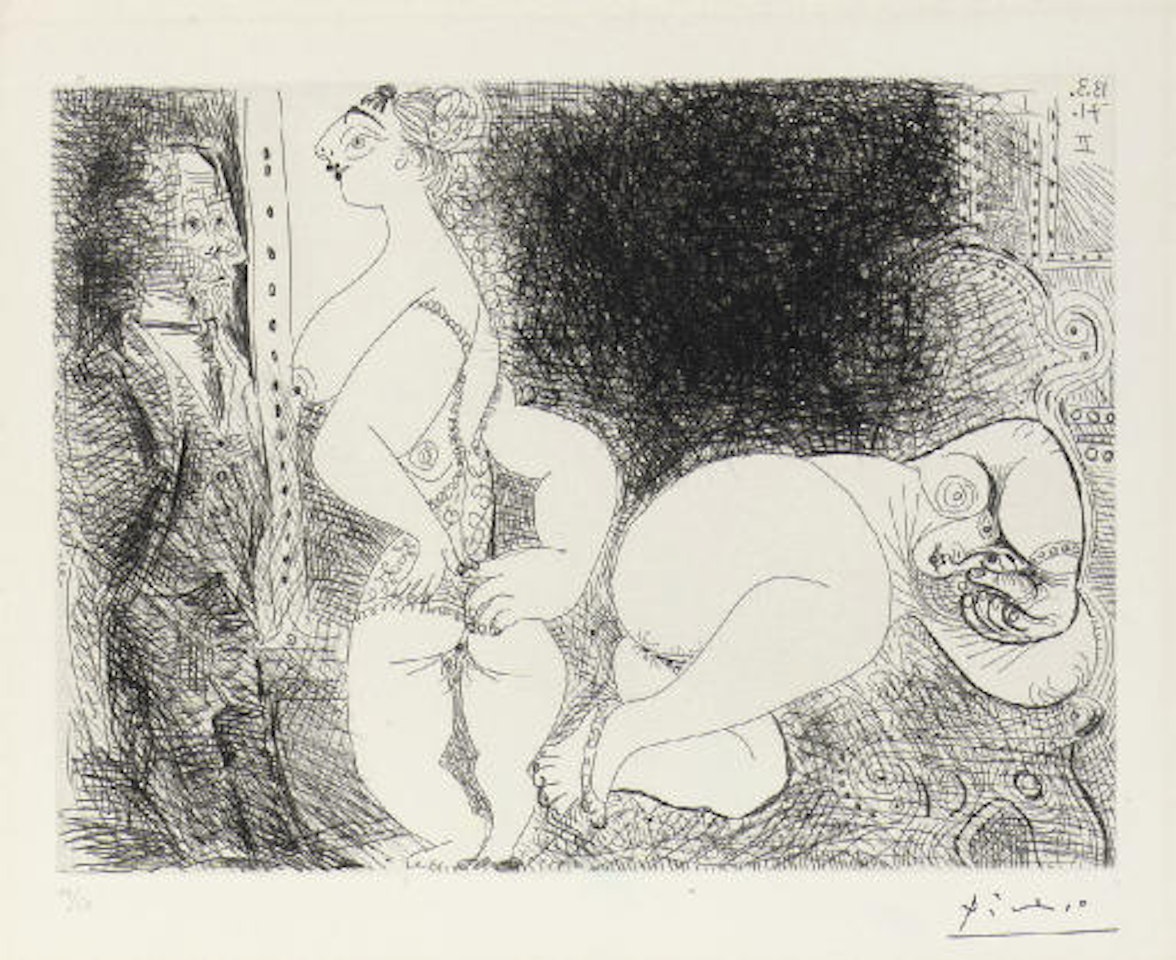 Filles au Repos, avec Degas Songeur, from La SÃ©rie 156 (B. 1937 Ba. 1946 IIBa) by Pablo Picasso