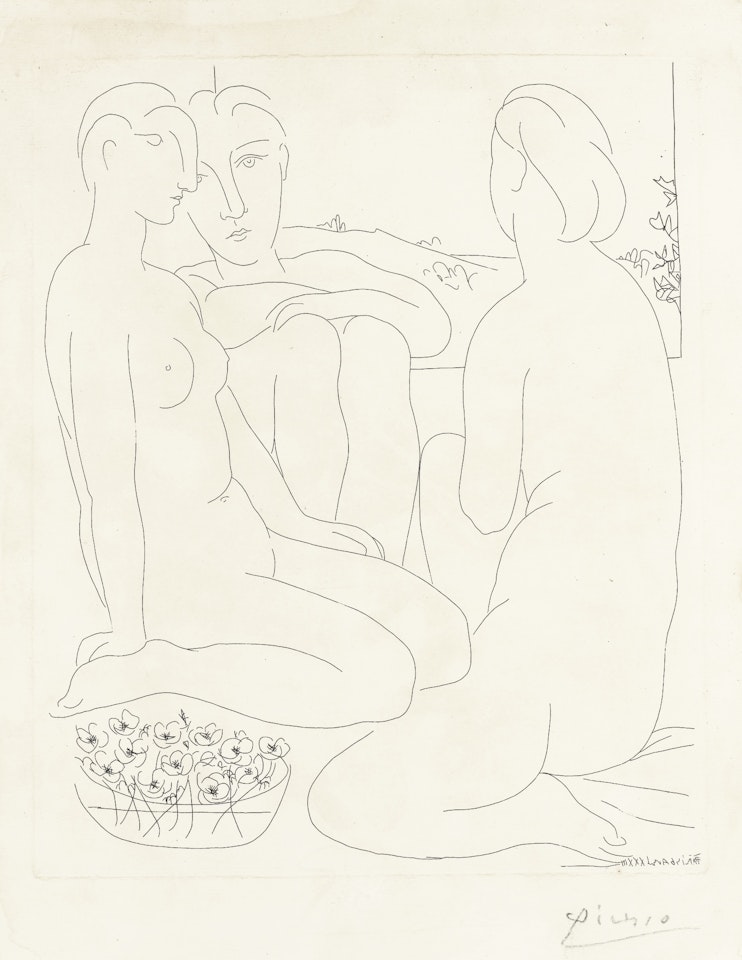 TROIS FEMMES NUES PRÈS D'UNE FENÊTRE (B. 176; BA. 329) by Pablo Picasso