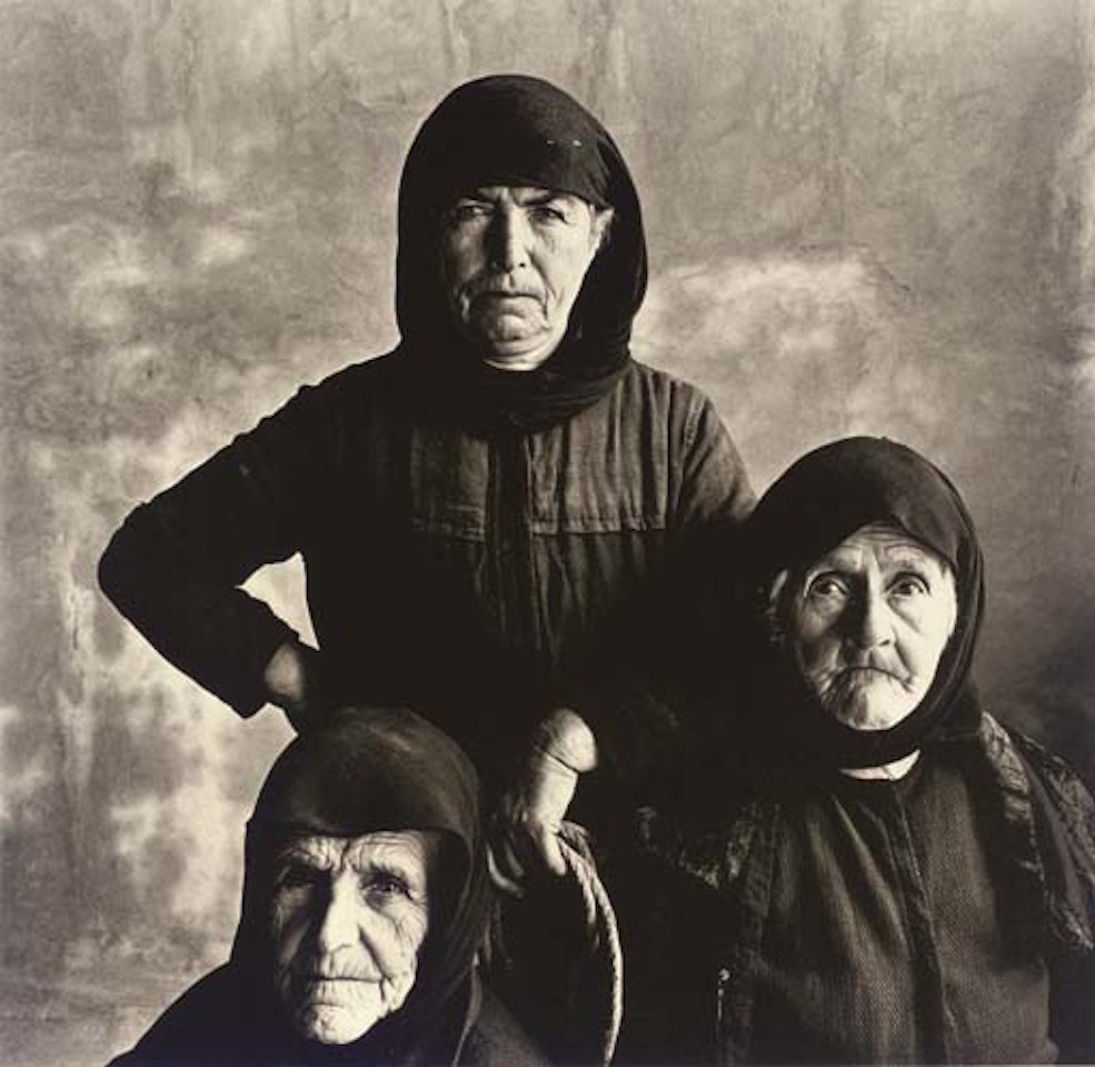 Three Cretan women with rope by Irving Penn