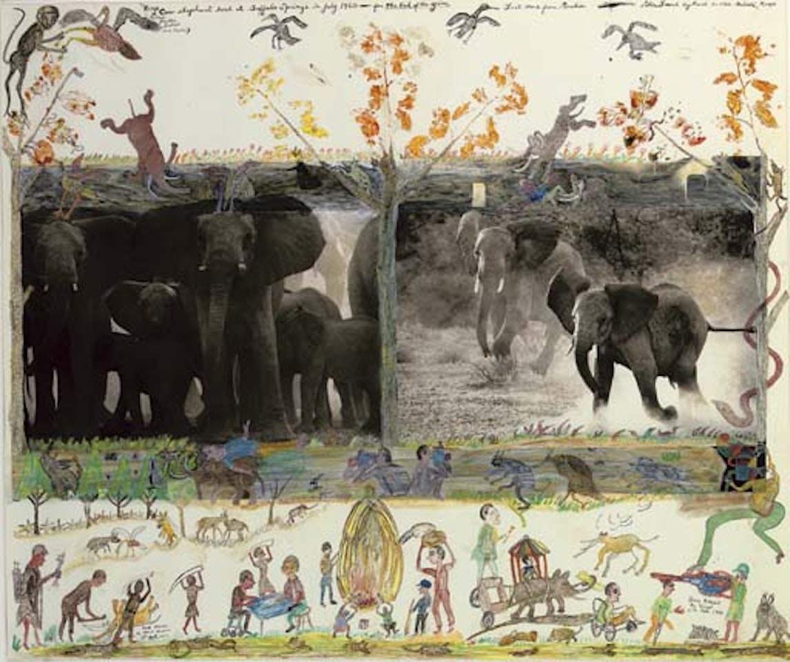 Cow elephant herd at Buffalo Springs for The End of the Game by Peter Beard