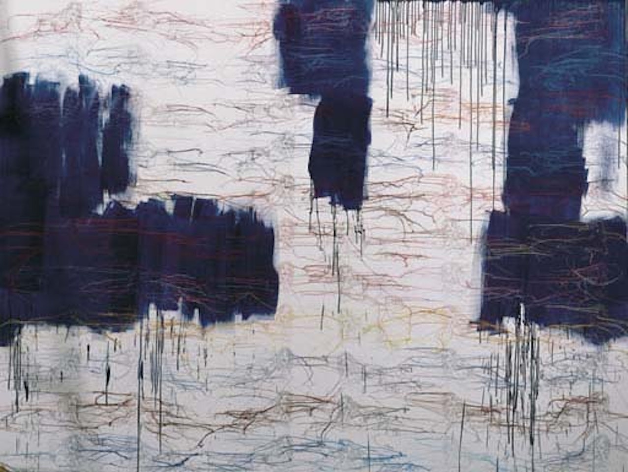 Big blue expression painting by Ghada Amer