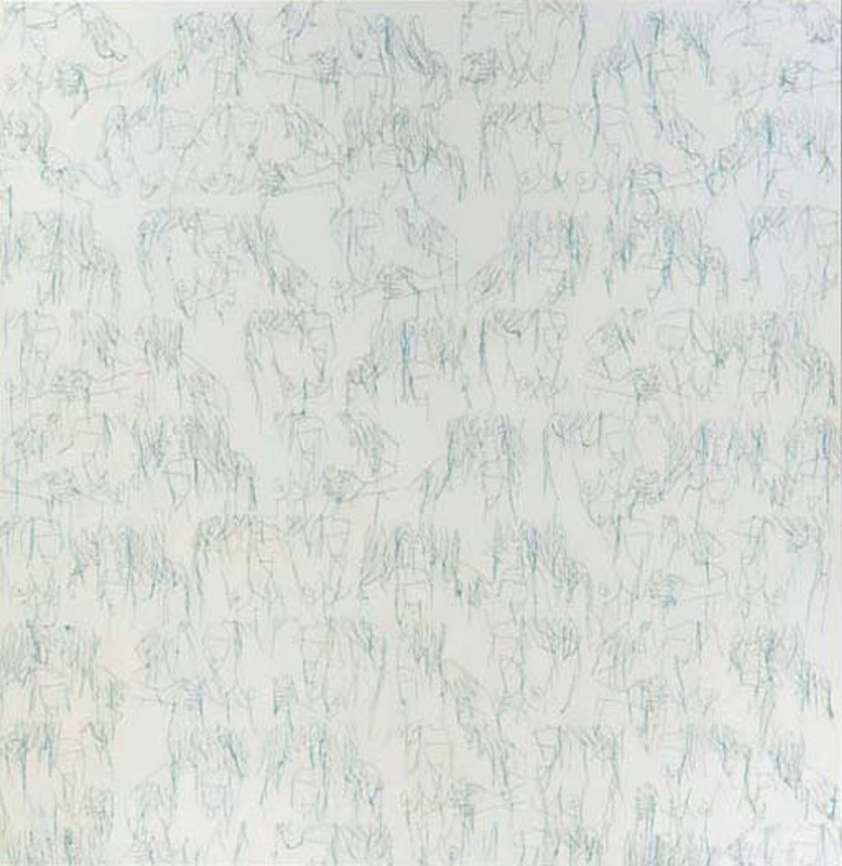 Large white painting by Ghada Amer