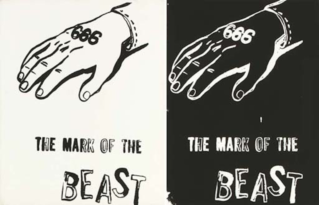 The mask of the beast, positive and negative by Andy Warhol