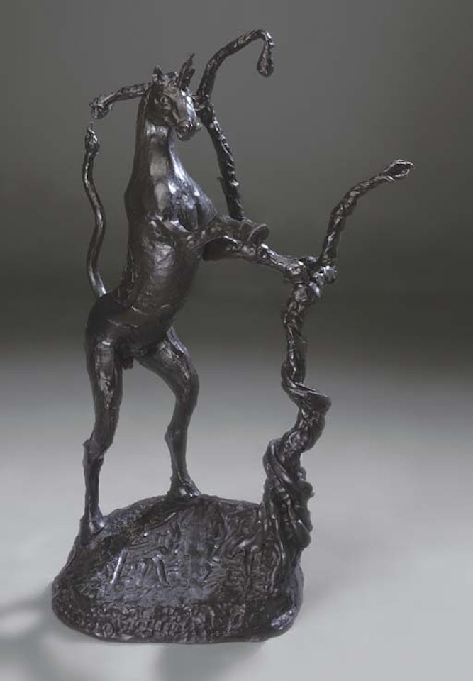 Unicorn and oak tree by Barry Flanagan