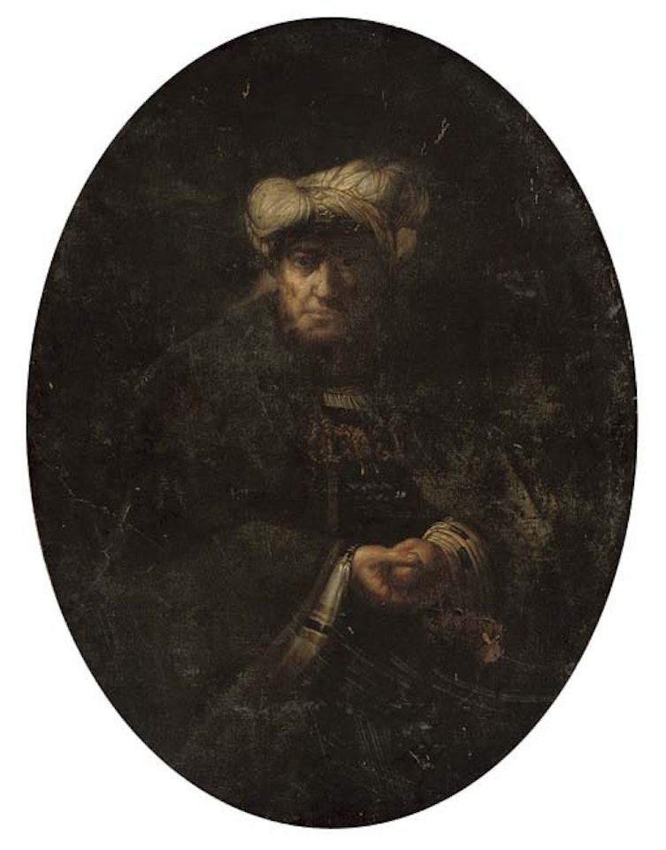 Old man in Oriental costume by Attributed to Rembrandt Harmensz van Rijn