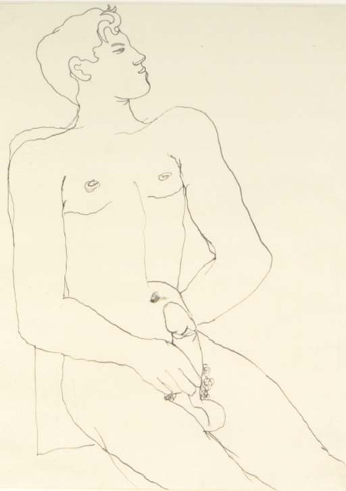 Nu masculin assis by Jean Cocteau