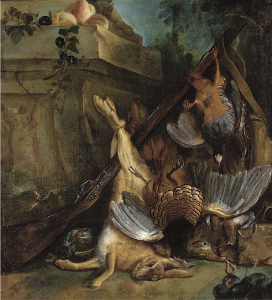 Dead game by a sculpted relief by Jean-Baptiste Oudry