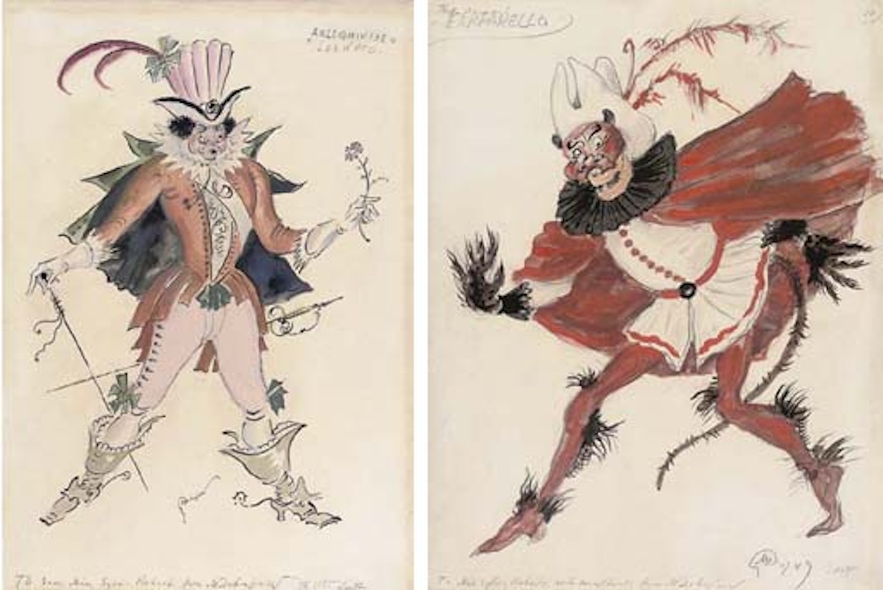 Costume designs for Arlequinade. For Farfarello by Mstislav Valerianovich Dobuzhinsky