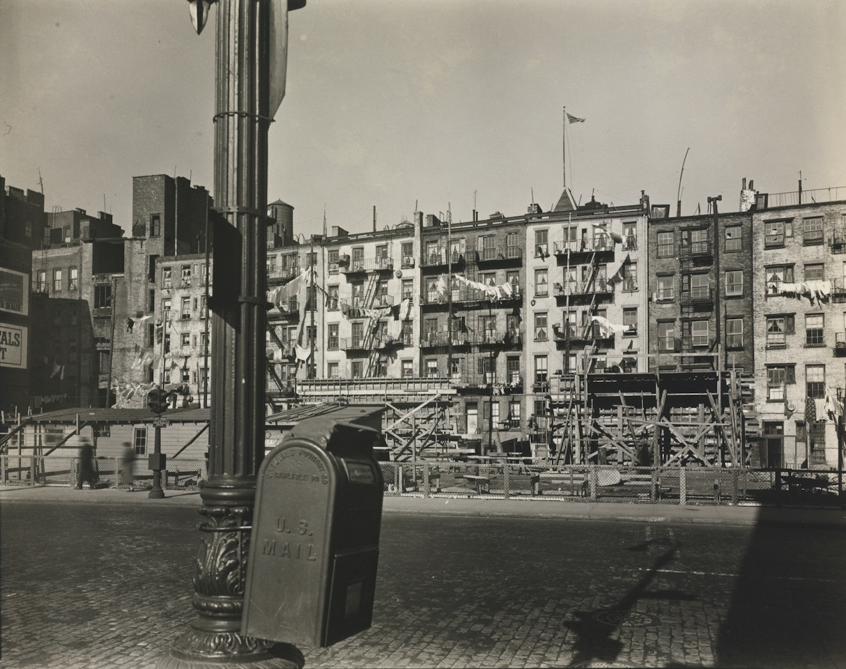 OLD LAW TENEMENTS FROM FORSYTH AND EAST HOUSTON STREETS' by Berenice Abbott