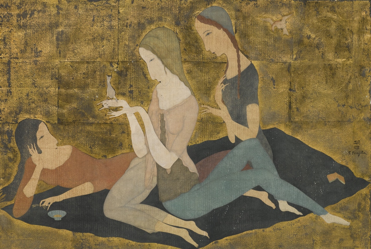 FEMMES AUX OISEAUX by Leonard Tsuguharu Foujita