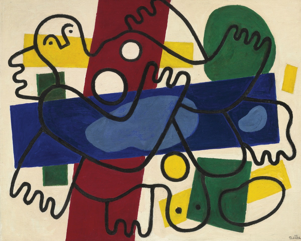 LES PLONGEURS EN ROUGE ET BLEU by Fernand Leger
