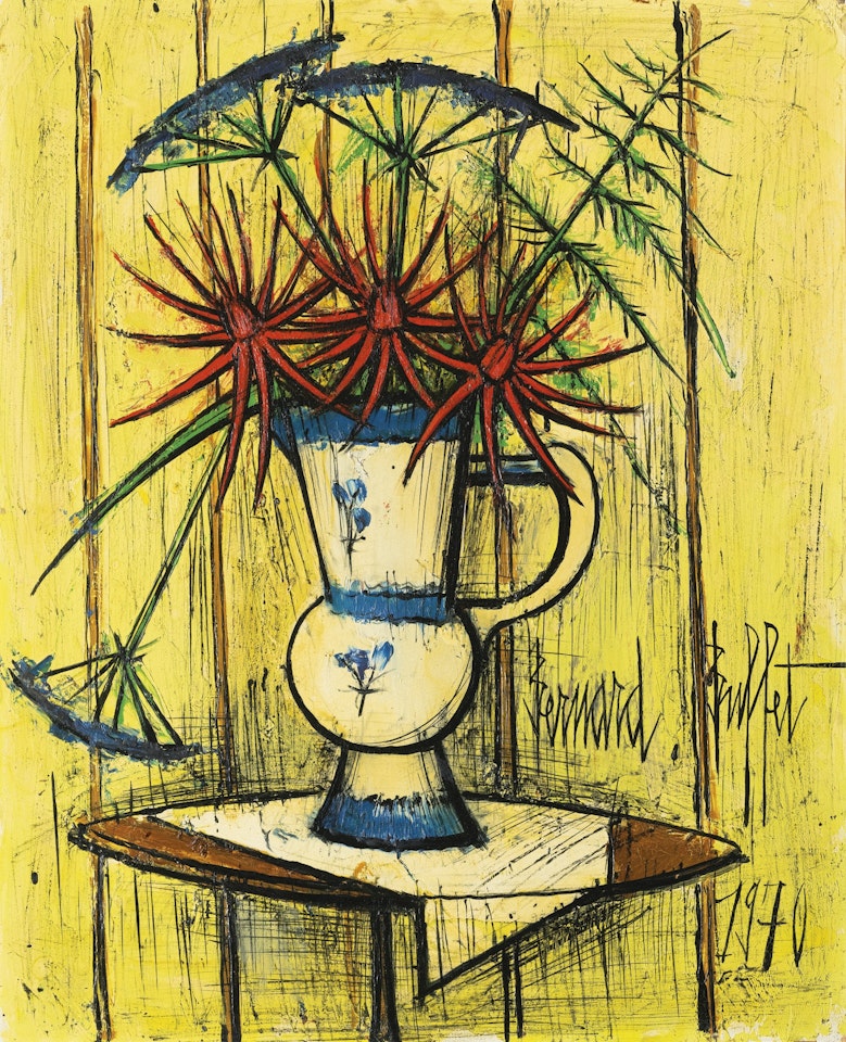 VASE DE FLEURS AU GUÉRIDON by Bernard Buffet
