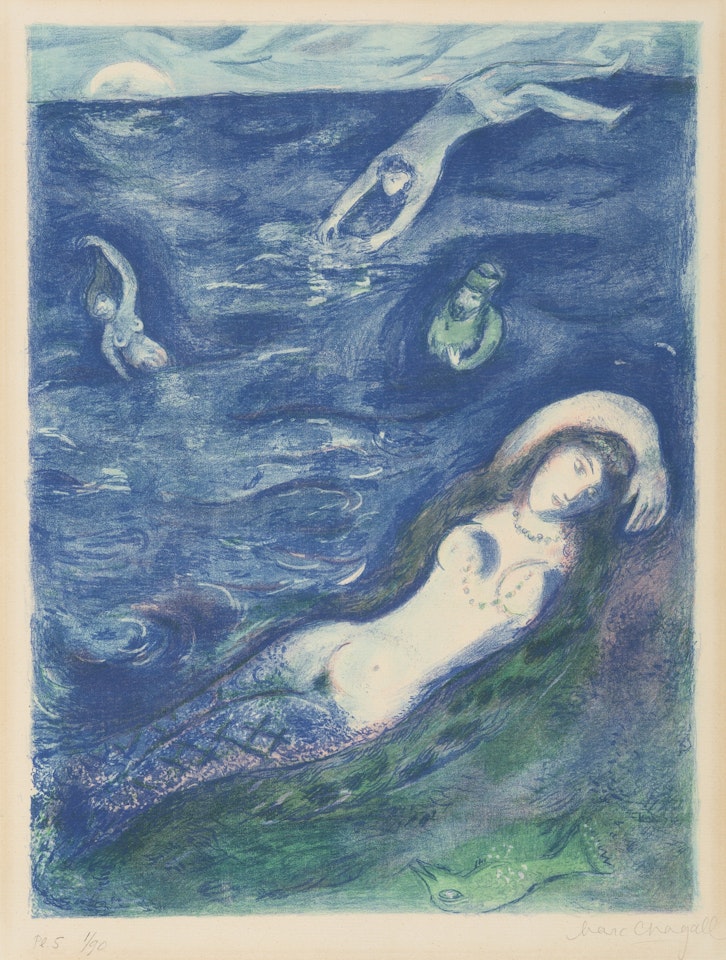 FOUR TALES FROM THE ARABIAN NIGHTS: "SO I CAME FORTH OF THE SEA..." (M. 40; C. BK. 18) by Marc Chagall
