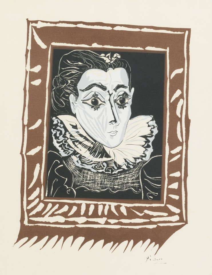 PORTRAIT DE JACQUELINE À LA FRAISE (B. 1147; BA. 1321; P.P. L-142) by Pablo Picasso