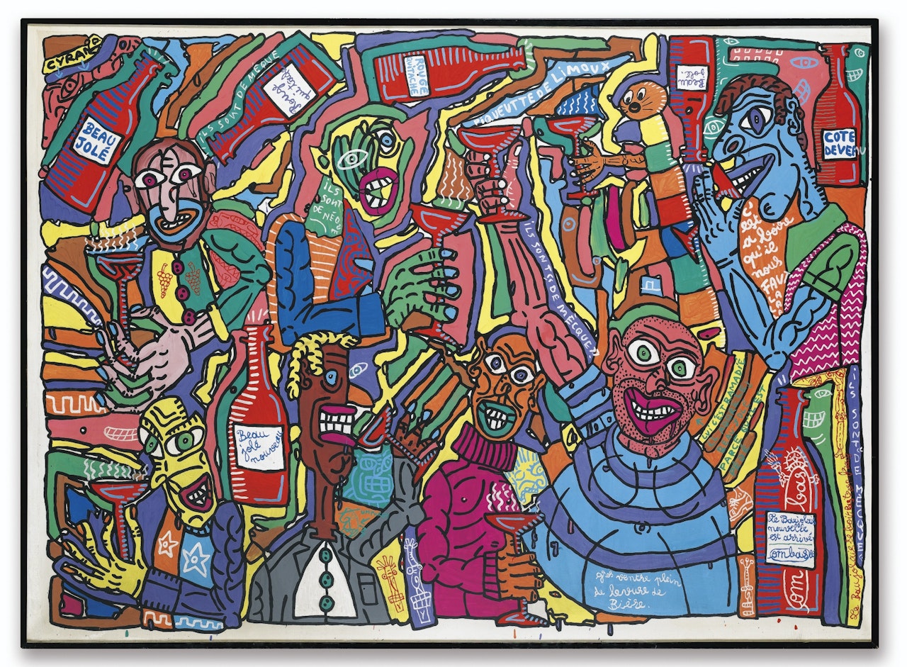 LE BEAUJOLAIS NOUVEAU EST ARRIV�
SIGNED, TITLED AND DATED 86; ACRYLIC ON CANVAS. EXECUTED IN 1986. by Robert Combas