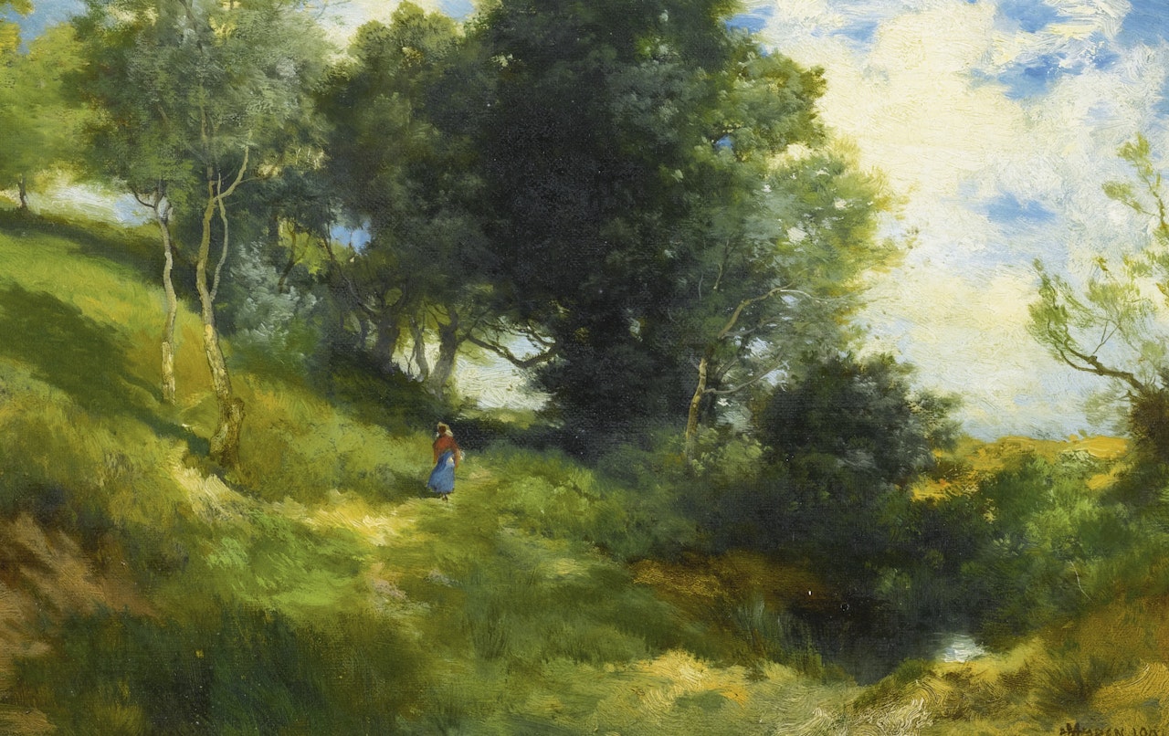 A Path through the woods by Thomas Moran