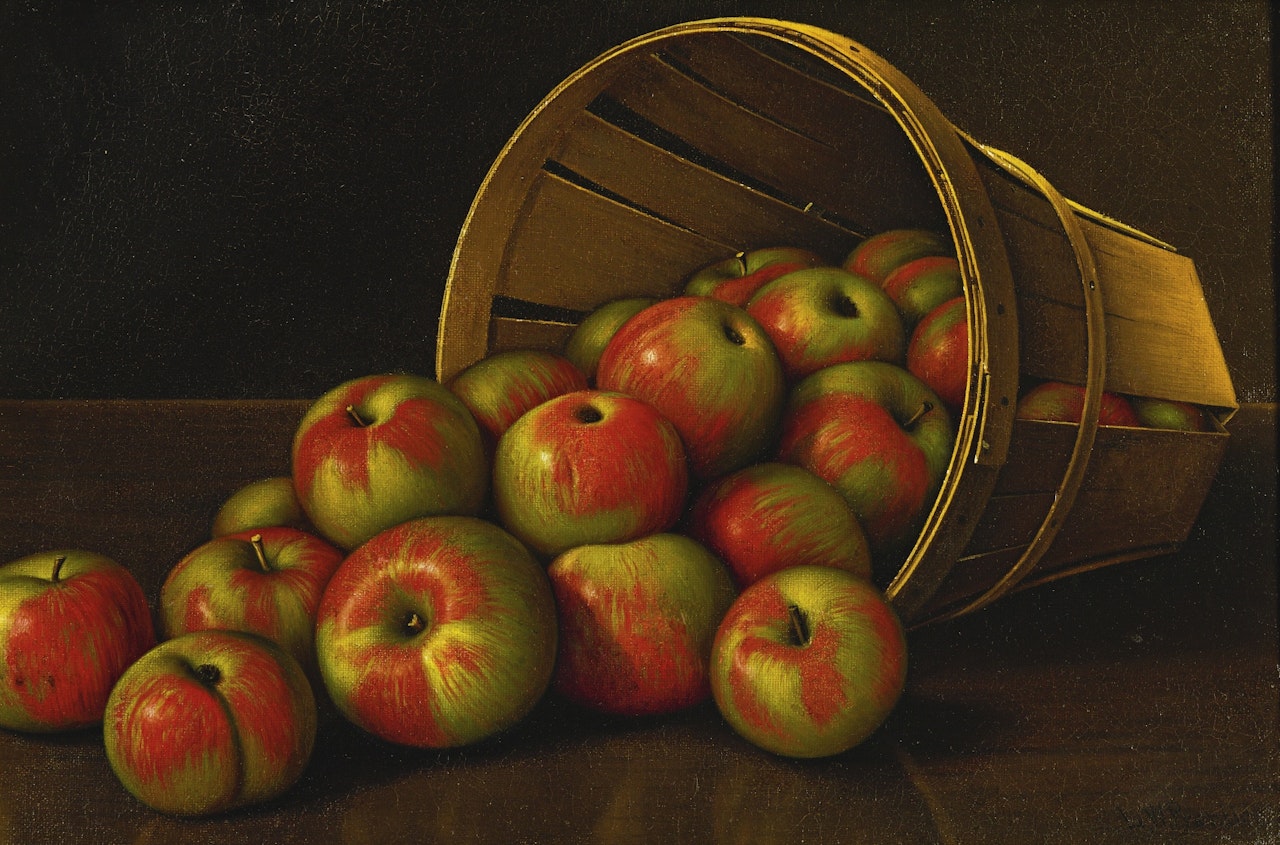 Still Life with Overturned Basket of Apples by Levi Wells Prentice