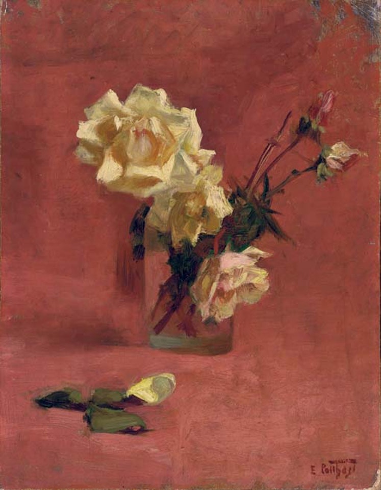 Yellow roses in a glass vase by Edward Henry Potthast