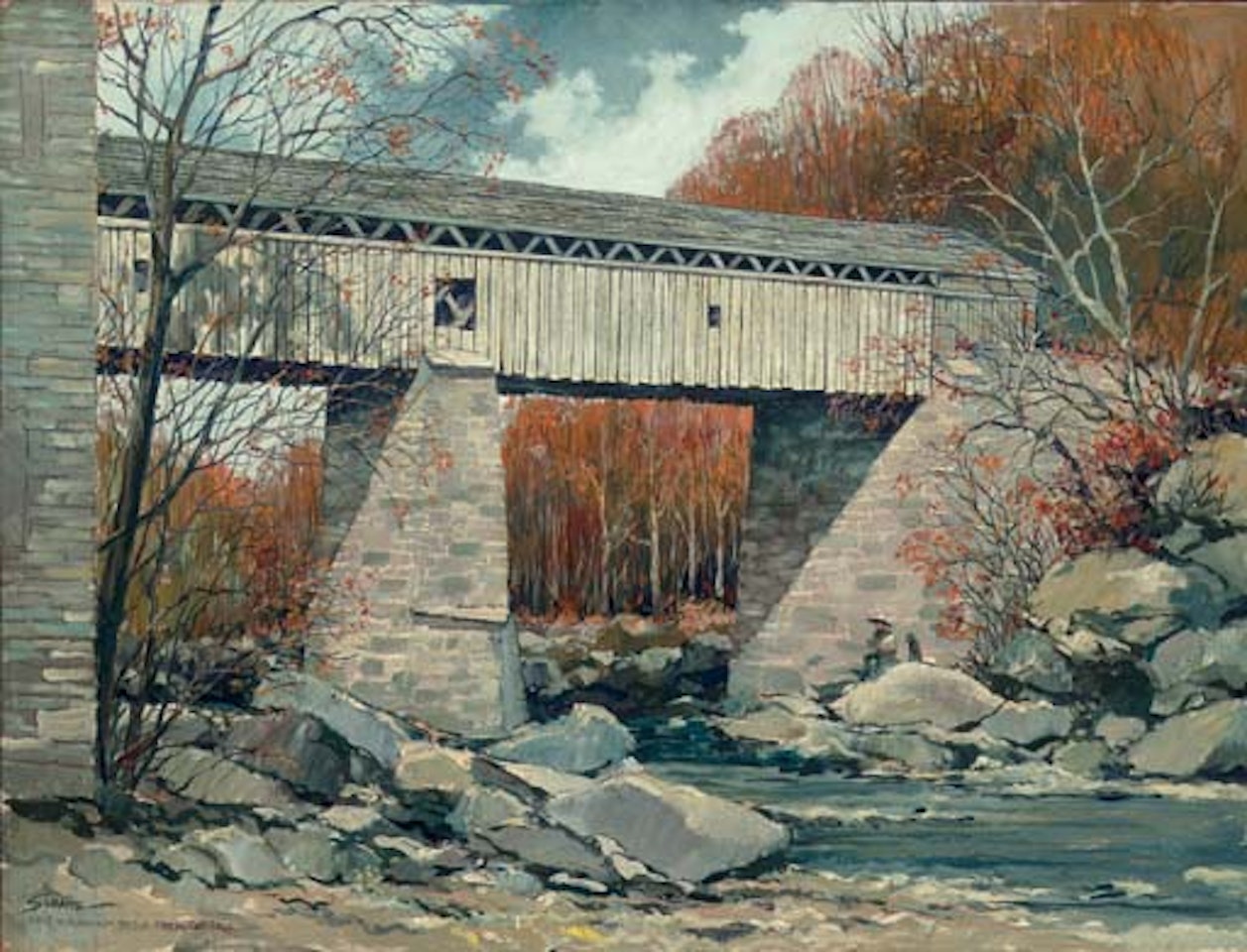 First Wissahickon Bridge, Fairmount Park, Pennsylvania by Eric Sloane