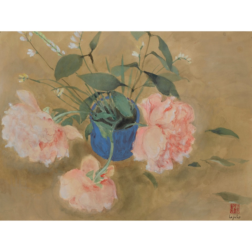 Vase Bleu Aux Fleurs by Le Pho
