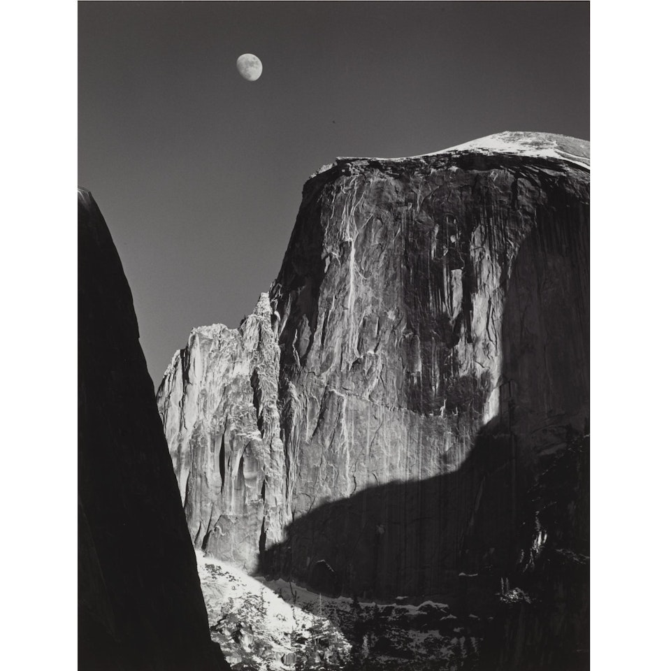 Half Dome And Moon, Yosemite National Park by Ansel Adams