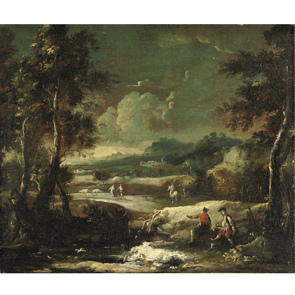 Paesaggio Con Viandanti Seduti Presso Un Fiume by Antonio Stom