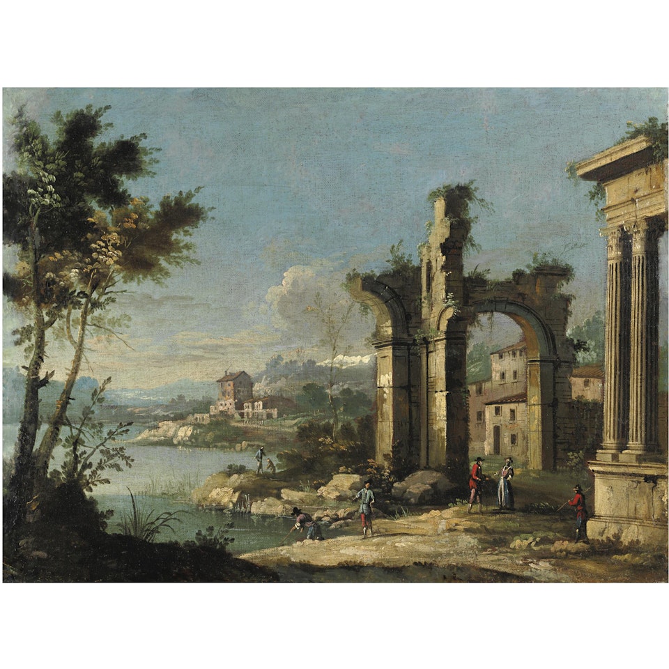 Capriccio Architettonico Con Figure by Apollonio Domenichini