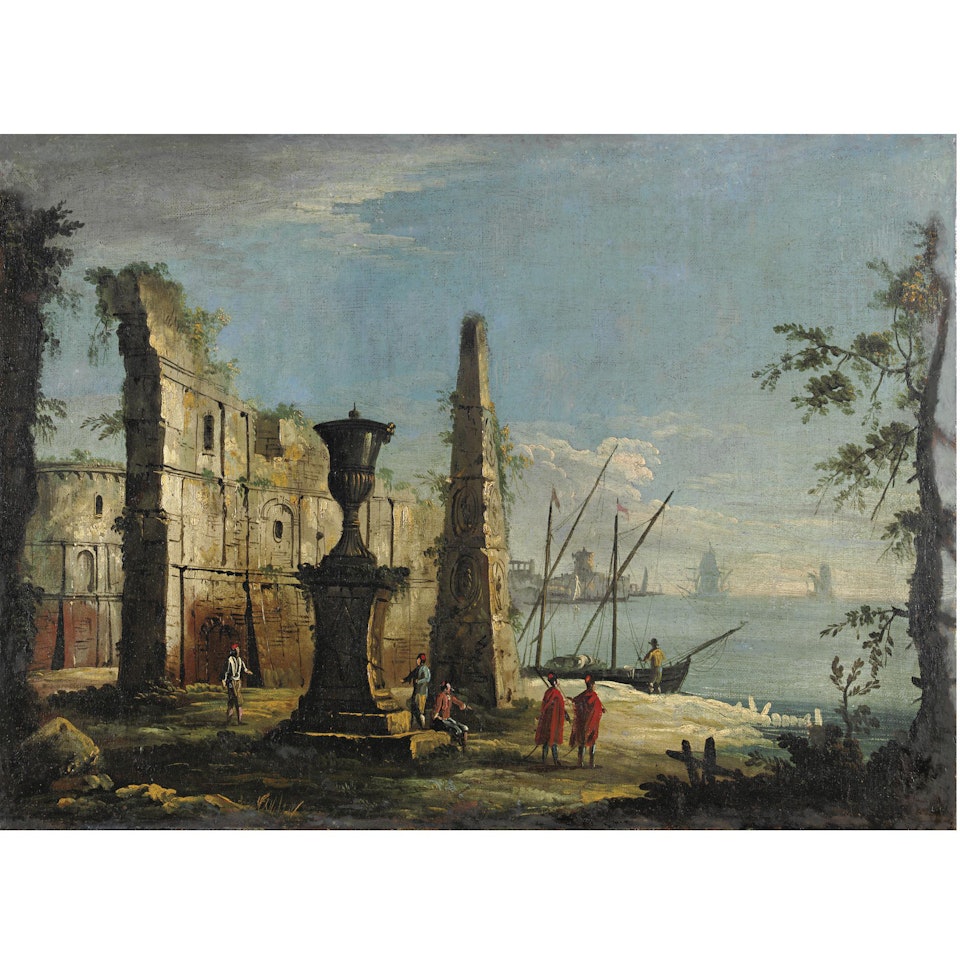 Capriccio Architettonico Con Figure by Apollonio Domenichini