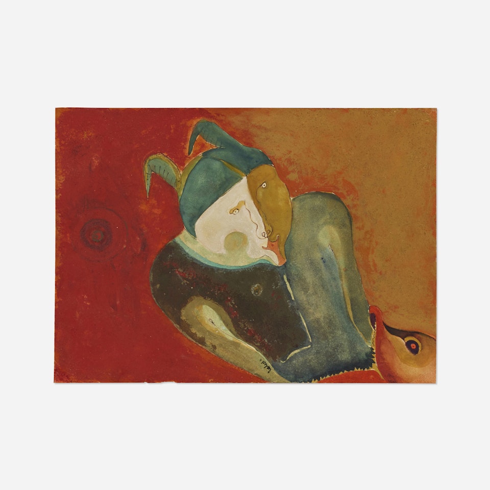 Untitled (Figure Being Swallowed by Dolphin) by Francisco Toledo