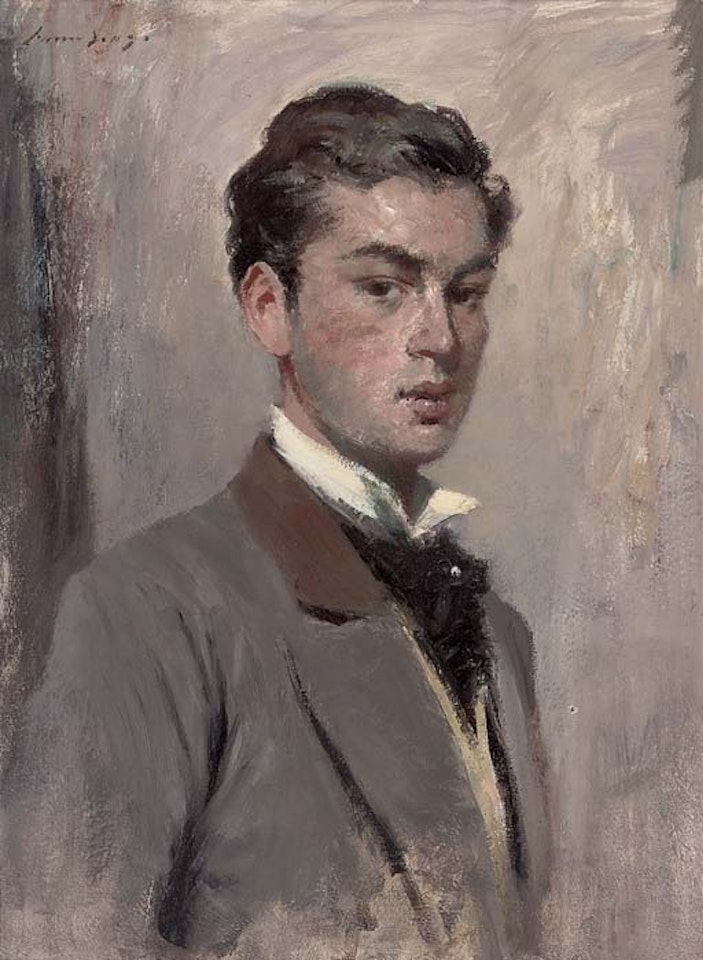 Portrait of Jeremy Spenser (b.1937), bust-length, in a grey jacket by Edward Seago