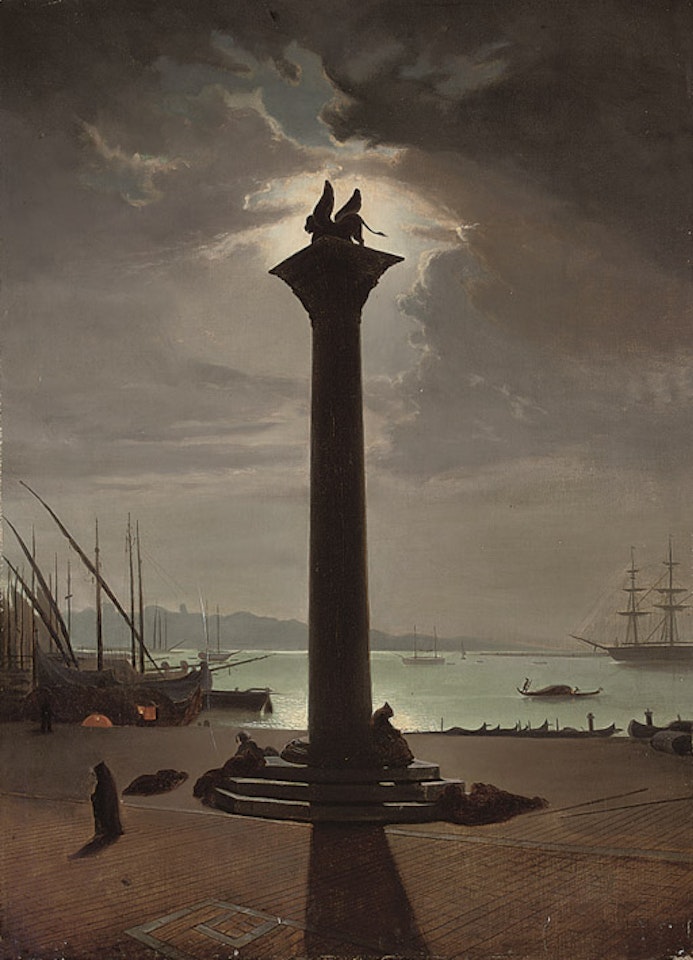 Figures sleeping at St. Mark's column, Venice by Carlo Grubacs