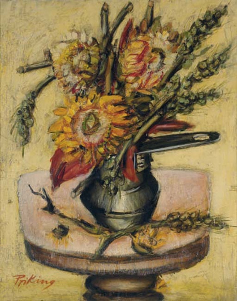 Sunflowers in a vase by Franz Priking