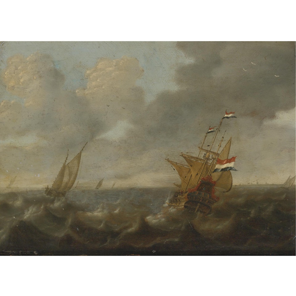 Dutch Ships On A Rough Sea by Jan Abrahamsz. Beerstraten