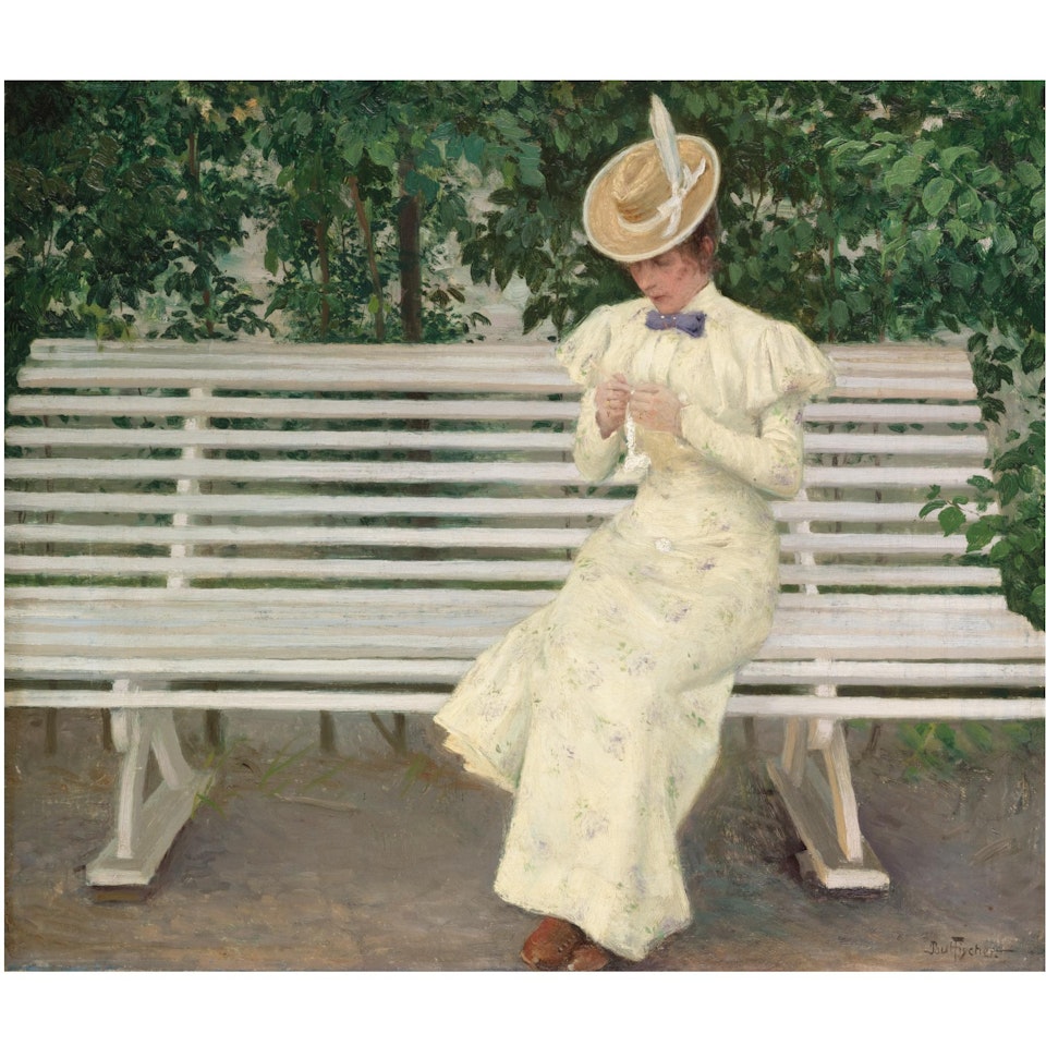 Kvinde På Bænk (Lady On A Bench) by Paul Fischer