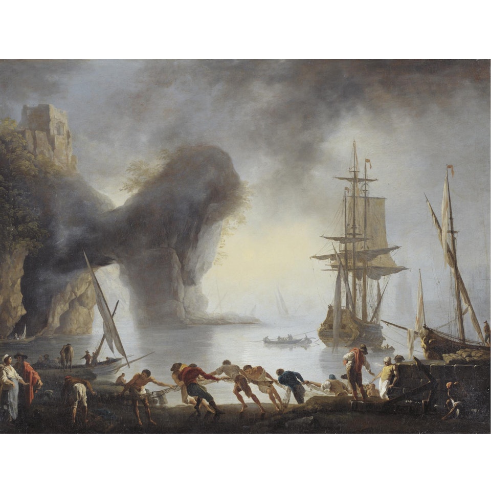 An Italianate Port With Morning Mist by Claude Joseph Vernet