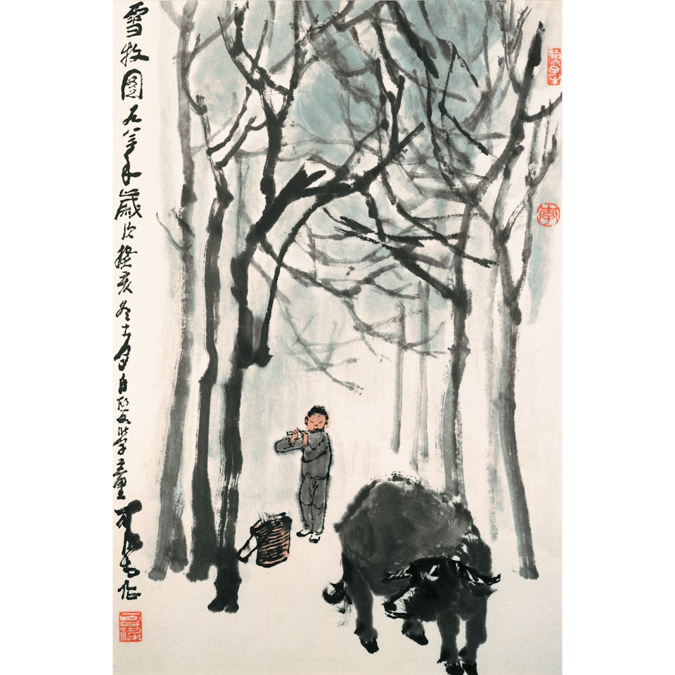 Herding In Winter by Li Keran
