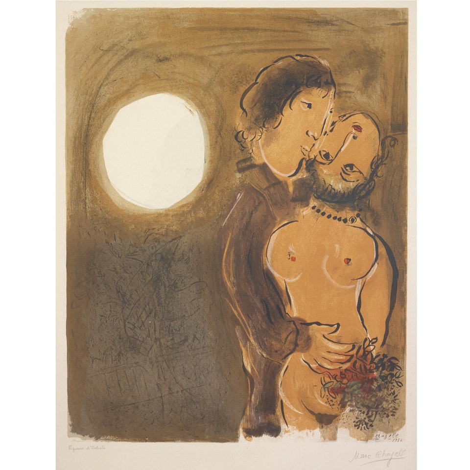 Couple In Ocher (Mourlot 59) by Marc Chagall