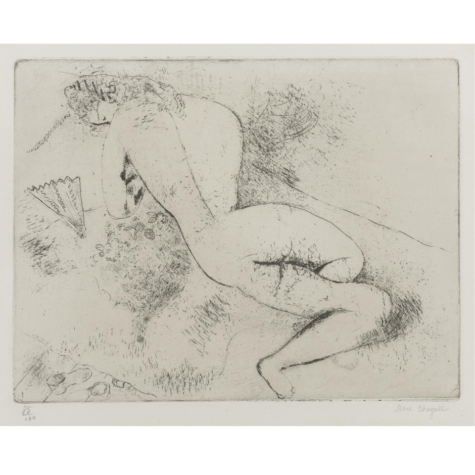 Akt Mit Fächer (K. 39) by Marc Chagall