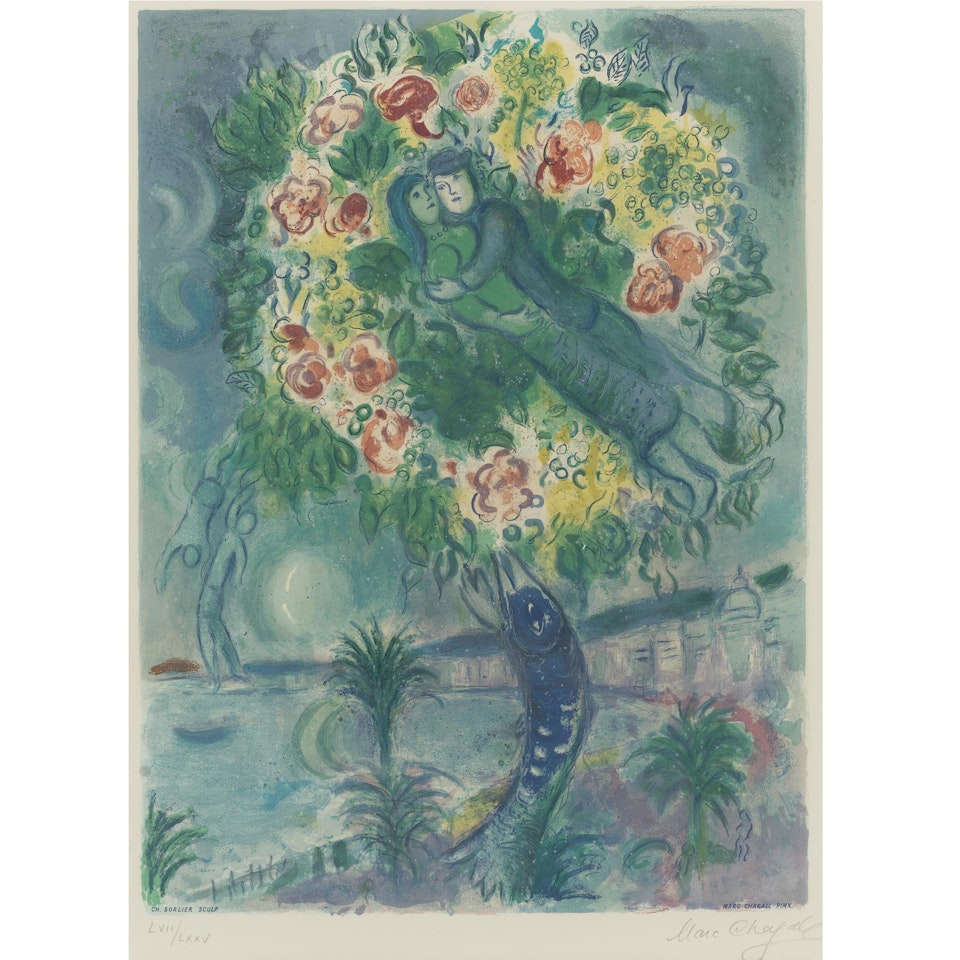 Couple And Fish (M. Cs 34) by Marc Chagall by Charles Sorlier