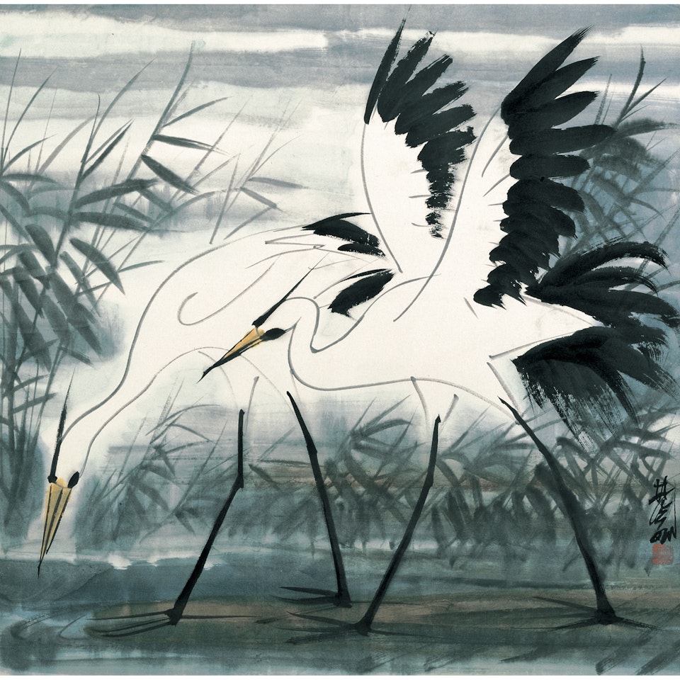 Waltzing Along The Water Edge by Lin Fengmian