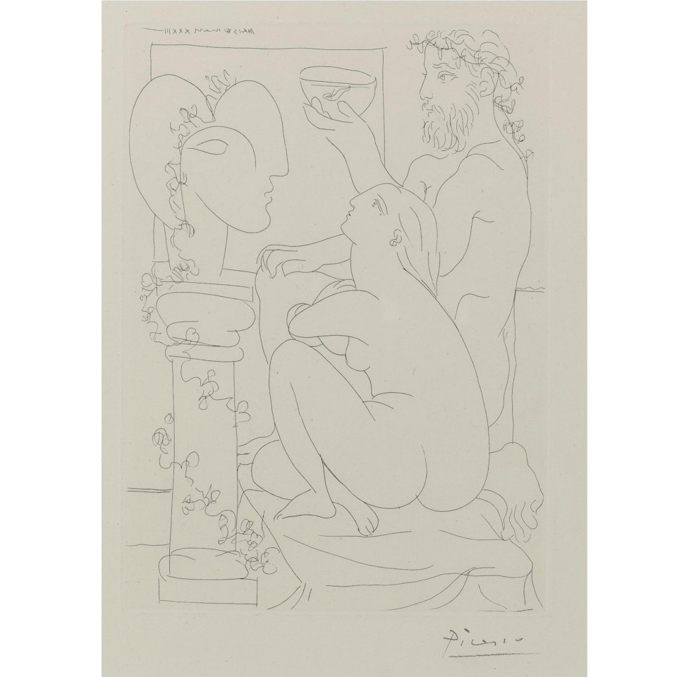 Sculpteur Avec Coupe Et ModÃ¨le Accroupi (B. 152) by Pablo Picasso