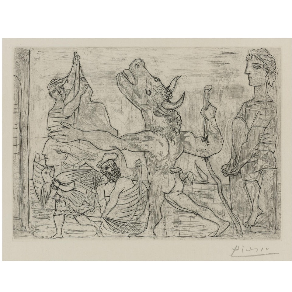 Minotaur Aveugle GuidÃ© Par Une Fillette, III (B. 224) by Pablo Picasso