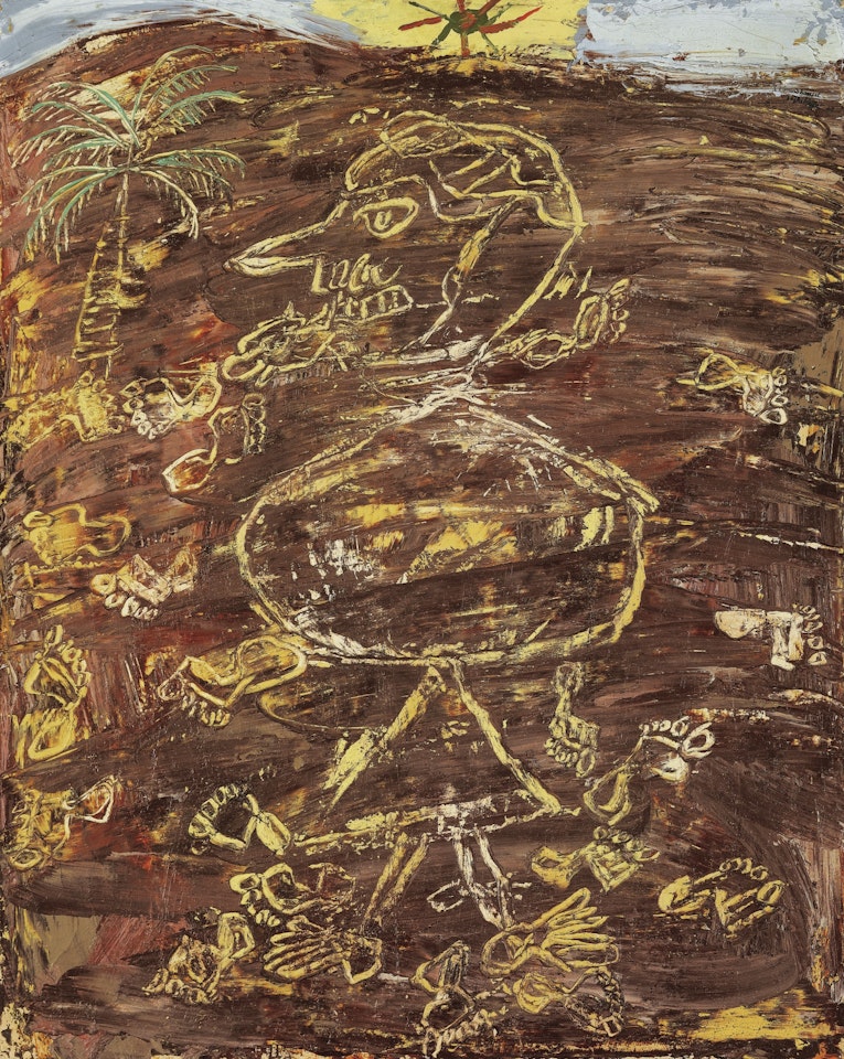 NOMADE AUX TRACES DE PAS DANS LE SABLE
 by Jean Dubuffet