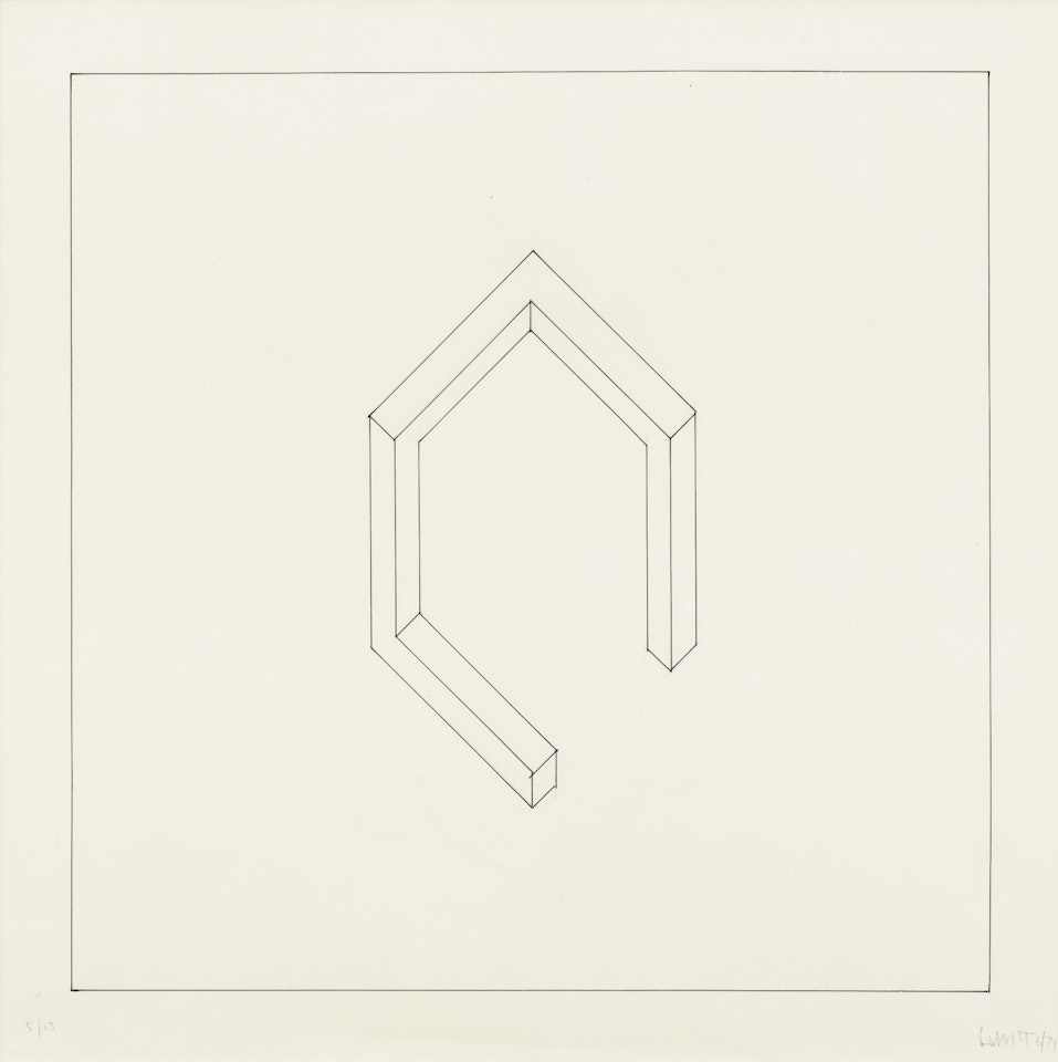 INCOMPLETE OPEN CUBE DRAWING by Sol LeWitt
