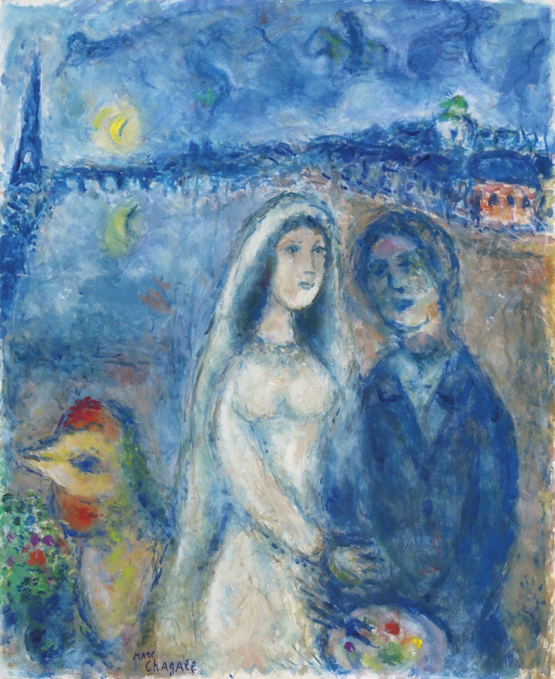 LA MARIÉE SUR FOND DE LA TOUR EIFFEL by Marc Chagall