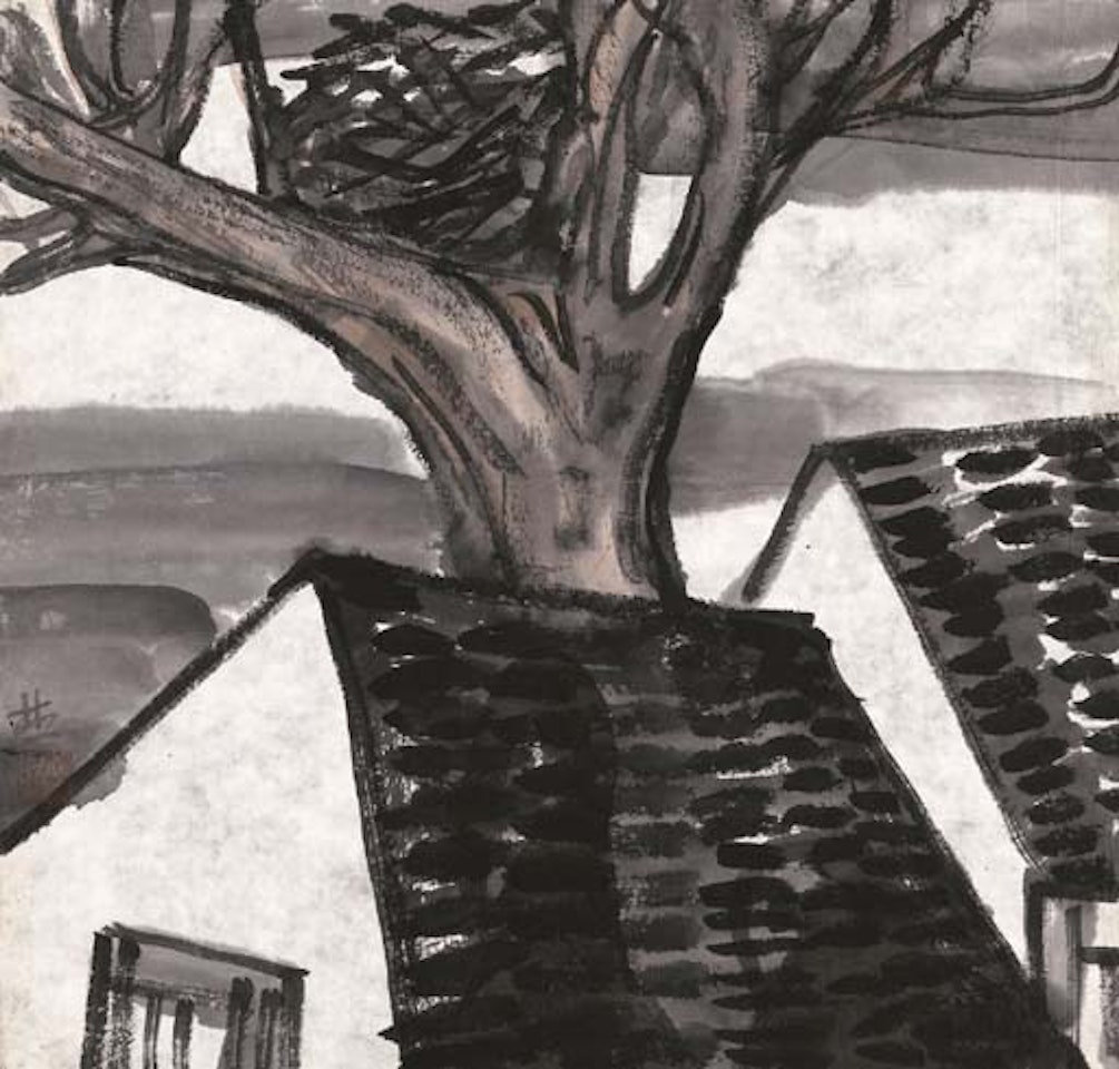 House in front of a pine tree by Lin Fengmian